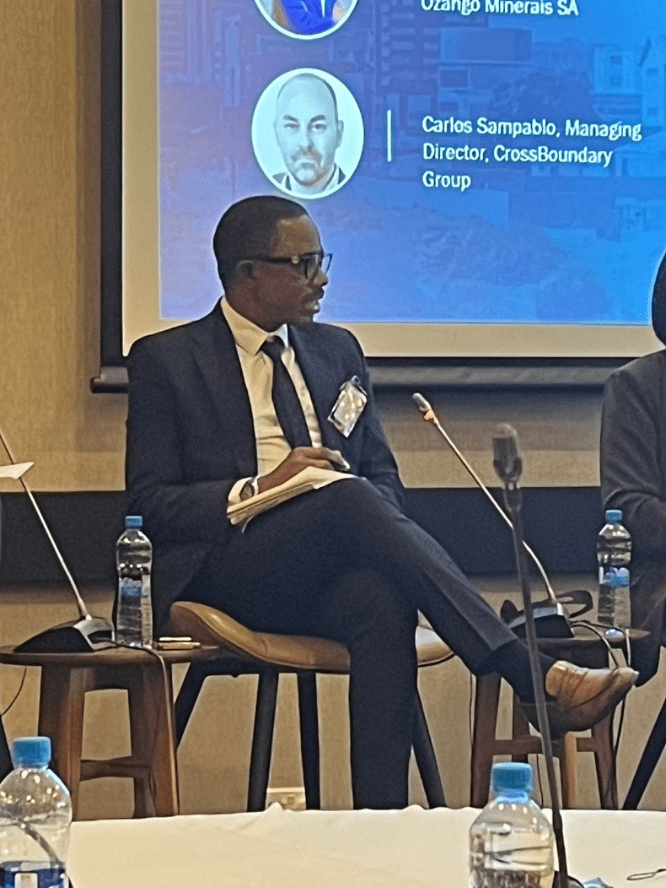A La Sentinelle representative speaks on a panel at the regional EITI forum in Lusaka